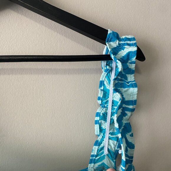 Handmade Plus Size Cotton Blue Pattern Elastic Straps Dress - Picture 7 of 16